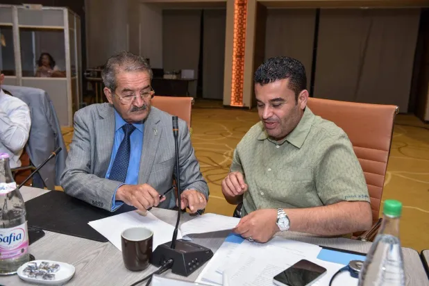 من مراسيم التوقيع بالأحرف الأولى على مسودة اتفاق لجنة (4+4) في تونس الخميس (البعثة الأممية)