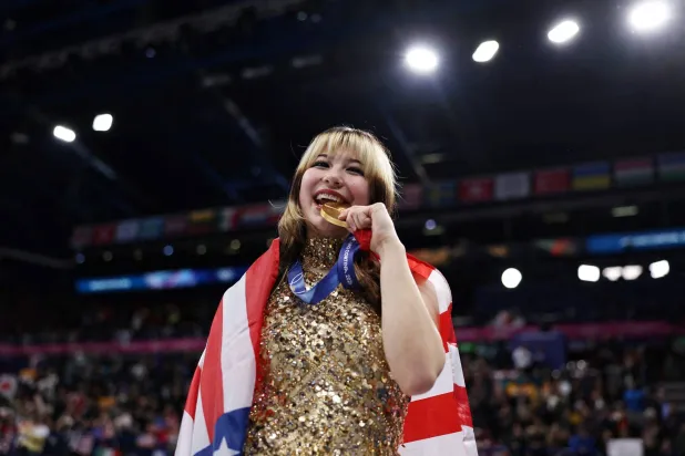 Milano Cortina 2026 Olympics - February 19, 2026. Gold medalist Alysa Liu of United States celebrates after winning the Women Single Skating. (Reuters) 