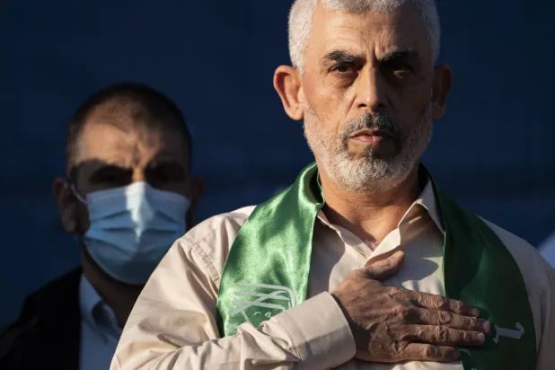 Sinwar attends a public event in Gaza in 2021. (AP) 