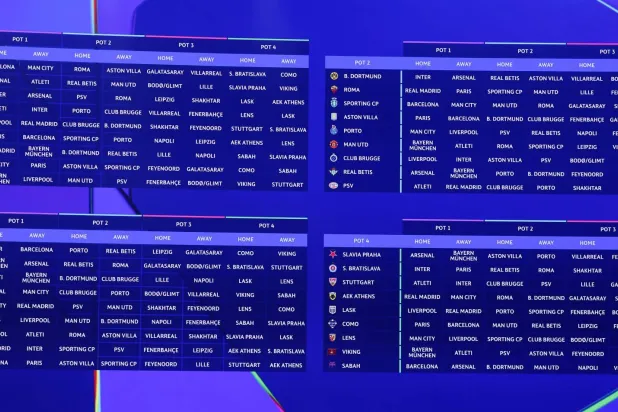  المواجهات الكاملة لمرحلة الدوري في دوري أبطال أوروبا لموسم 2026 - 2027 عقب انتهاء مراسم القرعة (إ.ب.أ)