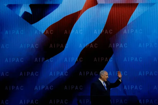 Israeli Prime Minister Benjamin Netanyahu speaks at the AIPAC policy conference in Washington, DC, US, March 6, 2018. (Reuters)