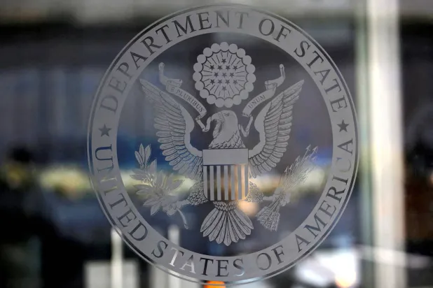 The seal of the United States Department of State is seen in Washington, US, January 26, 2017. (Reuters) 