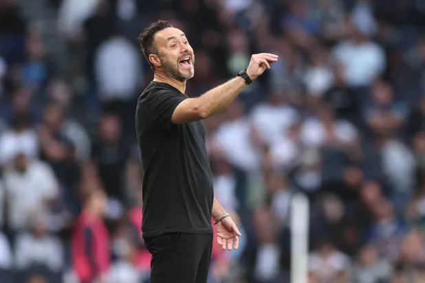 Tottenham Hotspur's manager Roberto De Zerbi gestures during the English Premier League match of Tottenham Hotspur against Newcastle United, in London, Britain, 29 August 2026. (EPA)
