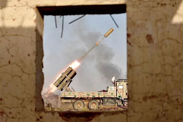 راجمة صواريخ تابعة لإحدى الميليشيات العراقية (إعلام الحشد الشعبي)