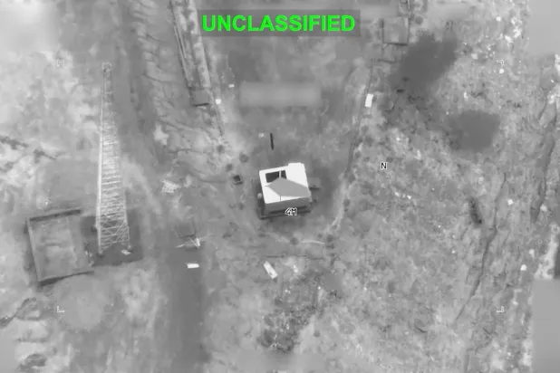 A screengrab from a video obtained from social media on September 1, 2026, shows a view shortly before what US Central Command (CENTCOM) says was a US strike on an Iranian military target. (US Central Command/Handout via Reuters)