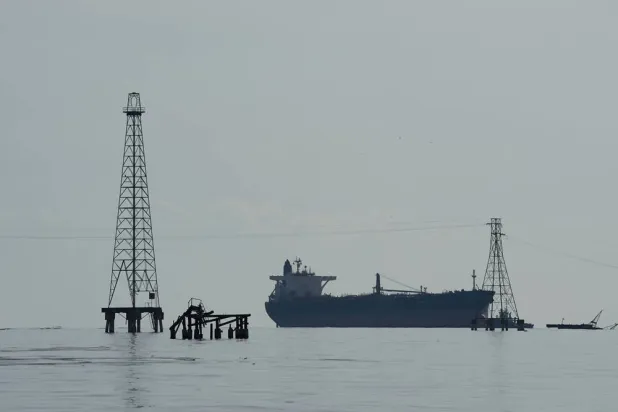 An oil tanker is anchored in Lake Maracaibo in Cabimas, Venezuela, Monday, Aug. 31, 2026. (AP)