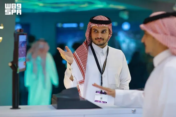The General Directorate of Passports is showcasing the contactless e-gate at the Ministry of Interior’s pavilion during LEAP 2026. (SPA)