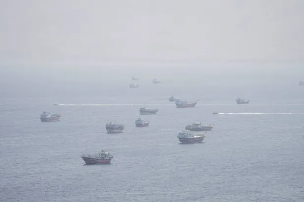 Vessels near the Strait of Hormuz, as seen from Musandam, Oman, September 2, 2026. (Reuters)