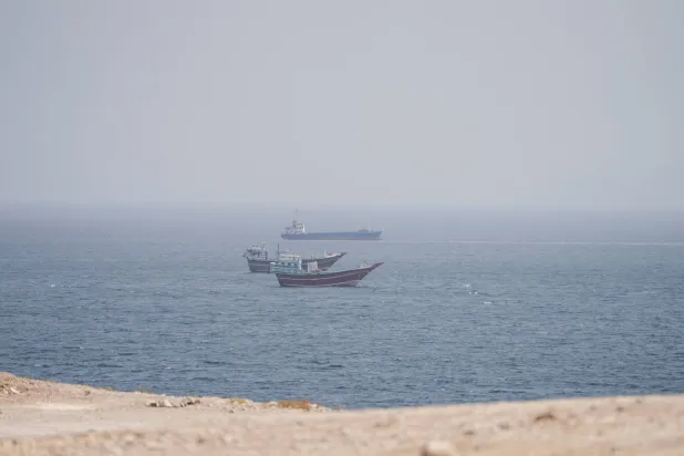 Vessels near the Strait of Hormuz, as seen from Musandam, Oman, September 2, 2026. (Reuters)