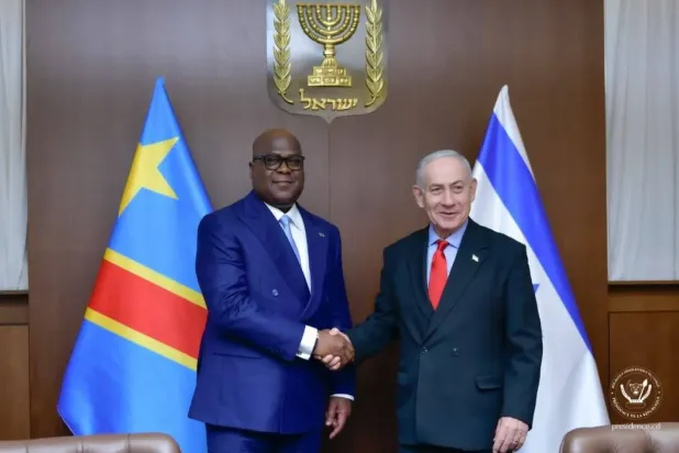 Demokratik Kongo Cumhuriyeti Cumhurbaşkanı Tshisekedi, işgal altındaki Kudüs'te İsrail Başbakanı Netanyahu ile yaptığı görüşme sırasında (Demokratik Kongo Cumhuriyeti Cumhurbaşkanlığı'nın X hesabı)