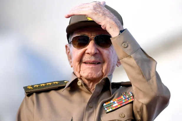 FILE PHOTO: Cuba's former President Raul Castro watches a May Day rally in Havana, Cuba May 1, 2025. REUTERS/Norlys Perez/File Photo/File Photo