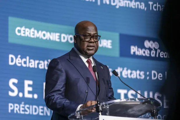  Felix-Antoine Tshisekedi, president of the Democratic Republic of Congo, addresses the African Water Forum in N’Djamena, Chad, on July 16, 2026. (AFP file)