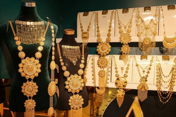 Gold jewelry is displayed at an exhibition in Kabul, Afghanistan, 03 September 2026. (EPA)