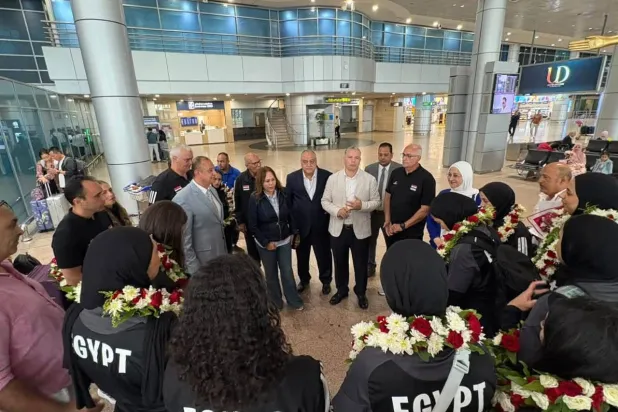 استقبال رسمي لبعثة منتخب مصر للسيدات بعد تتويجه بكأس أفريقيا لكرة الطائرة 
