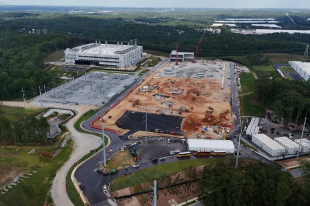  A drone view shows construction underway on Microsoft's ATL11 data center in Union City, Georgia, US, September 1, 2026. (Reuters)