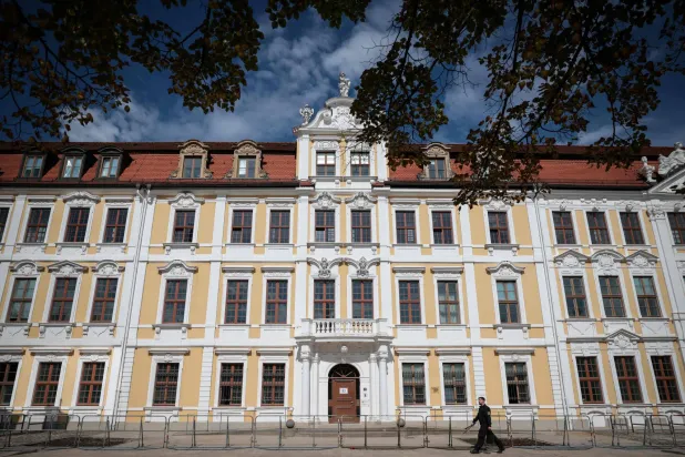 A general view taken on September 7, 2026 in Magdeburg, eastern Germany, shows Saxony-Anhalt's State Parliament, the day after the state election. (AFP)
