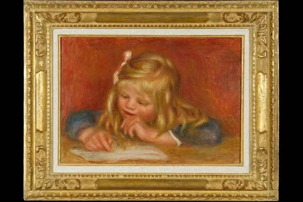 Painting of "Coco Reading" by French painter Pierre-Auguste Renoir, which was stolen from Renoir Museum in Cagnes-sur-Mer, France, but was later retrieved, September 8, 2026, in this screen grab obtained from a page on the Renoir Museum's website. (Musée Renoir/Handout via Reuters)