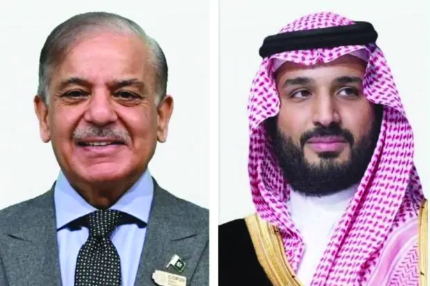 
ولي العهد السعودي الأمير محمد بن سلمان ورئيس الوزراء الباكستاني محمد شهباز شريف (واس)