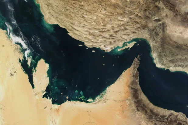 FILED - 27 December 2011, ---, --: FILE PHOTO - A satellite picture provided by the National Aeronautics and Space Administration (NASA), shows the Arabian Gulf, the Strait of Hormuz, and the Gulf of Oman. Photo: -/The Visible Earth/NASA/dpa 