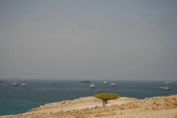 سفن بالقرب من مضيق «هرمز» تنتظر العبور (رويترز)