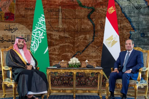 Prince Mohammed bin Salman bin Abdulaziz Al Saud, Crown Prince and Prime Minister of Saudi Arabia, holding talks with Egyptian President Abdel Fattah El-Sisi at Al-Ittihadiya Palace in Cairo - SPA