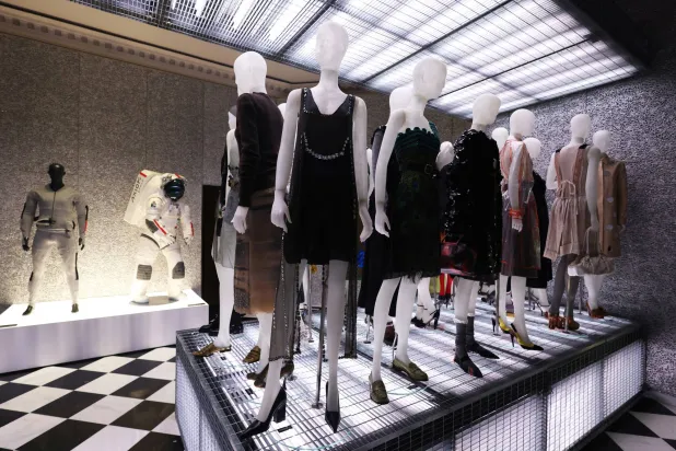  Mannequins display Prada creations at the "Pradasphere" permanent exhibition, which traces the history of the brand, at Galleria Vittorio Emanuele II, in Milan, Italy, September 15, 2026. (Reuters)