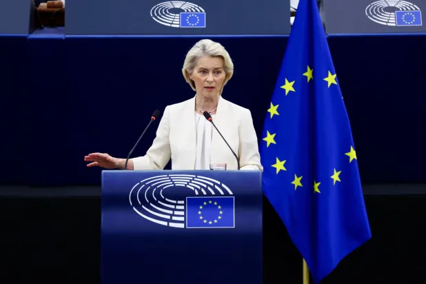 European Commission President Ursula von der Leyen delivers the State of the European Union address (SOTEU) to the European Parliament, in Strasbourg, France, September 16, 2026. REUTERS/Yves Herman