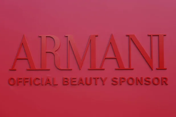 Armani logo during a photocall ahead of the Armani Beauty dinner at the Royal Gardens during the 83rd Venice International Film Festival in Venice, Italy, September 3, 2026. REUTERS/Yves Herman