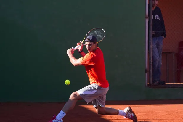Spanish tennis player Rafael Nadal takes part in a training session in Manacor on the Spanish Balearic Island of Mallorca on January 30, 2013. (AFP) 