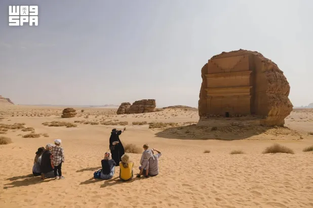 Tourists are seen at Saudi Arabia's AlUla. (SPA)