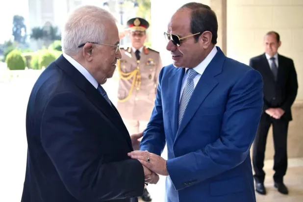 Egyptian President Abdel Fattah al-Sisi assured his Palestinian counterpart on Wednesday of Egypt’s support for the Palestinian Authority (Egyptian Presidency)