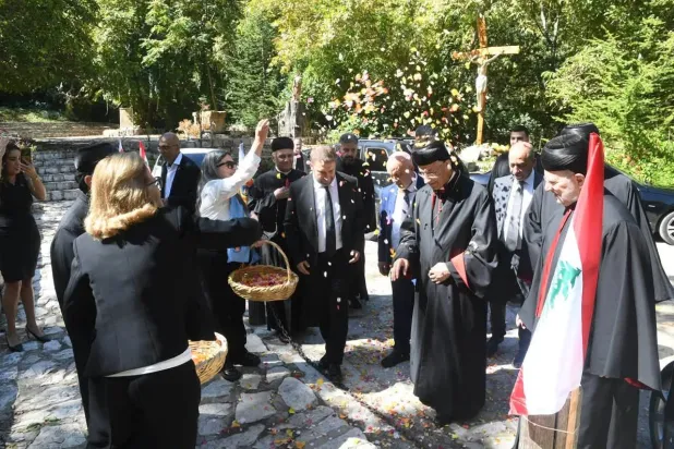 البطريرك الماروني بشارة الراعي خلال قداس في بلدة إيليج بشمال لبنان (البطريركية المارونية)
