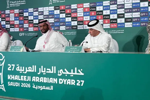 جانب من المؤتمر الصحافي الذي عُقد لبطولة «خليجي 27» (الشرق الأوسط)