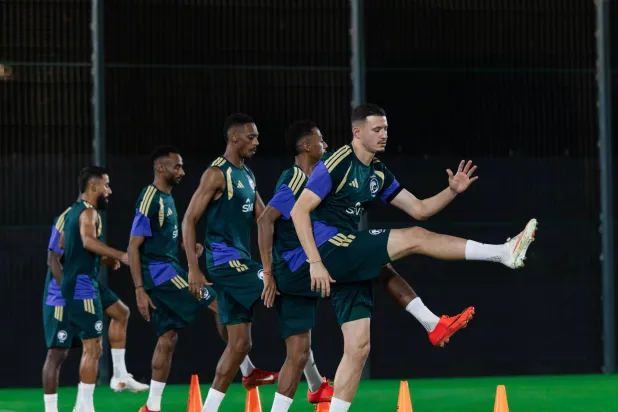 المنتخب السعودي خلال استعداداته للكويت (الاتحاد السعودي)
