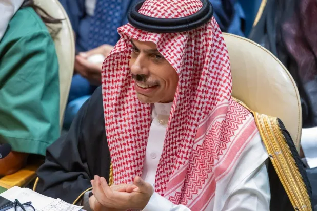 الأمير فيصل بن فرحان لدى ترؤسه وفد السعودية المشارك في افتتاح أعمال الأسبوع رفيع المستوى للجمعية العامة للأمم المتحدة (واس)