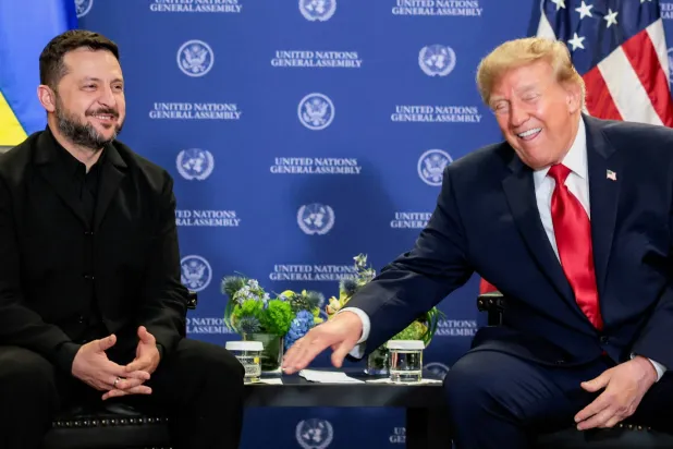 US President Donald Trump and Ukraine's President Volodymyr Zelenskiy react as they meet during the 81st United Nations General Assembly (UNGA) in New York City, US, September 22, 2026. (Reuters) 