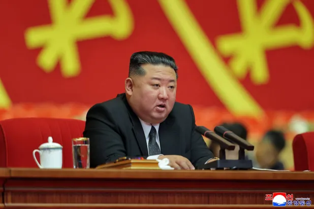 This picture taken on September 21, 2026 and released by North Korea's official Korean Central News Agency (KCNA) on September 22, 2026, shows North Korean leader Kim Jong Un speaking at the 3rd Workshop for Officials in the Propaganda Sector of the Workers' Party of Korea in Pyongyang. (Photo by KCNA / KCNA VIA KNS / AFP) 
