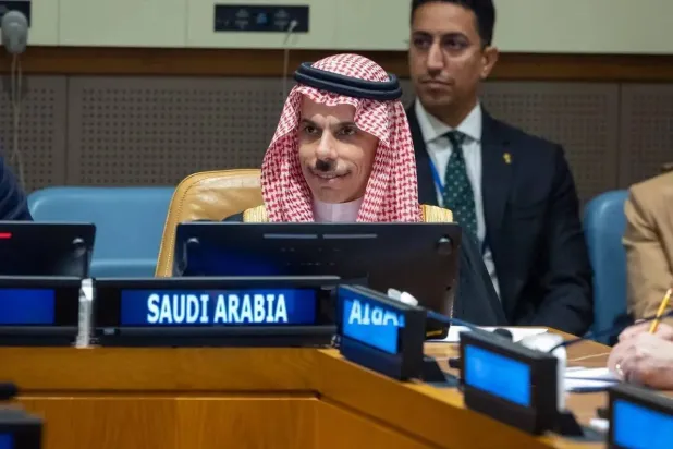 Saudi Minister of Foreign Affairs Prince Faisal bin Farhan bin Abdullah co-chaired a high-level meeting in New York alongside France, the United Kingdom, and Canada. (SPA)