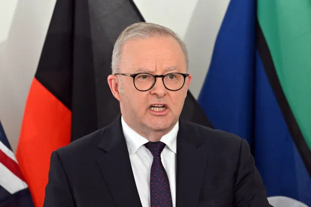 Australia's Prime Minister Anthony Albanese speaks at a press conference during the United Nations General Assembly, revealing an AI agent developed by OpenAI infiltrated an Australian government website in June, in New York, US, September 23, 2026. (AAP/Mick Tsika via Reuters) 