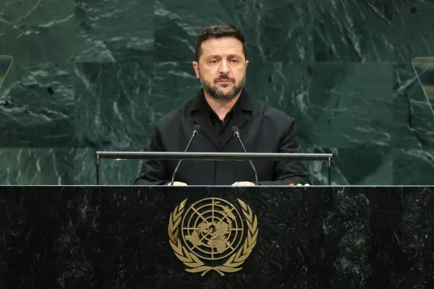 Ukraine's President Volodymyr Zelenskiy addresses the 81st United Nations General Assembly (UNGA) at UN headquarters in New York City, US, September 23, 2026. (Reuters)