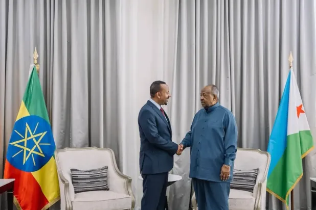 Etiyopya Başbakanı Abiy Ahmed dün Cibuti’yi ziyaret etti ve Cumhurbaşkanı İsmail Guelleh tarafından kabul edildi. (Etiyopya Haber Ajansı)