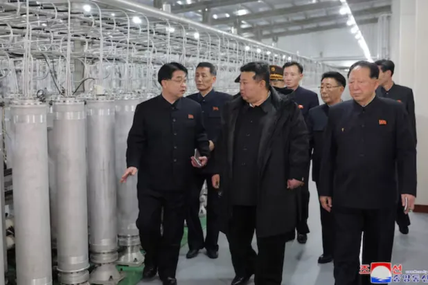 North Korean leader Kim Jong Un visits the country's nuclear material production base and nuclear weapons institute, at an undisclosed location in North Korea, in this photo released by North Korea's official Korean Central News Agency on January 29, 2025. KCNA via REUTERS/File Photo 