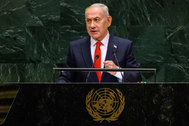 Prime Minister of Israel Benjamin Netanyahu addresses the 81st session of the UN General Assembly at UN Headquarters on September 24, 2026 in New York City. (Getty Images via AFP) 