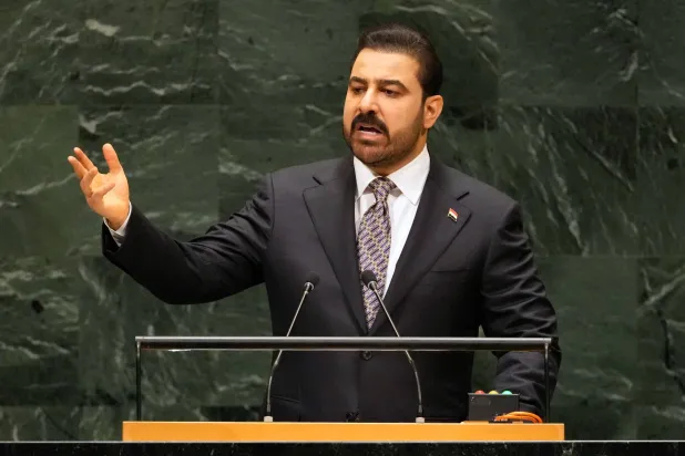 رئيس الوزراء العراقي علي الزيدي متحدثاً خلال الدورة الـ81 للجمعية العامة للأمم المتحدة يوم 25 سبتمبر 2026 (أ.ب)