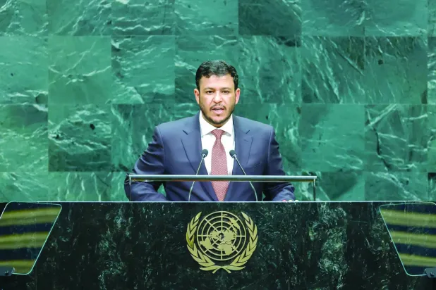 Yemen Başkanlık Konseyi üyesi Abdullah el-Alimi, Birleşmiş Milletler’de konuşmasını yaparken (Reuters)