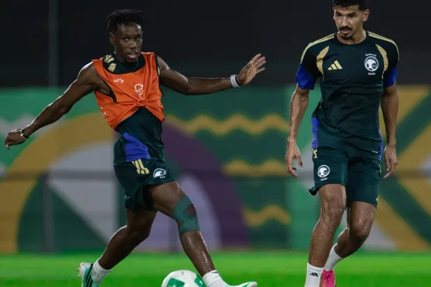 «الأخضر» خلال تجهيزاته لـ«أسود الرافدين» (الاتحاد السعودي)