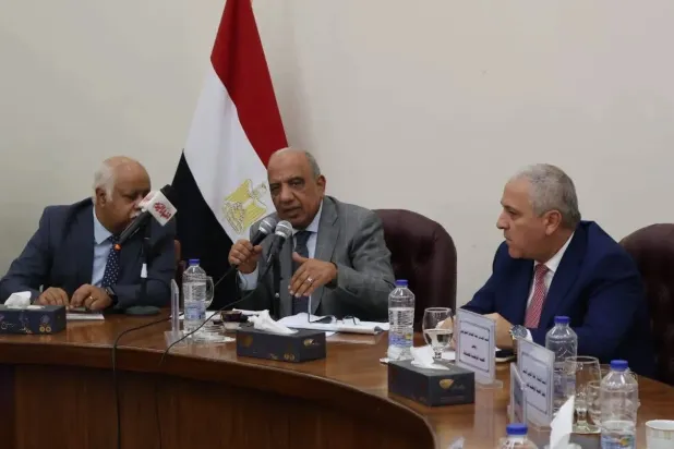 Egyptian Electricity Minister Mahmoud Esmat during a seminar at the National Press Authority on Sunday evening (Electricity Ministry’s Facebook page)