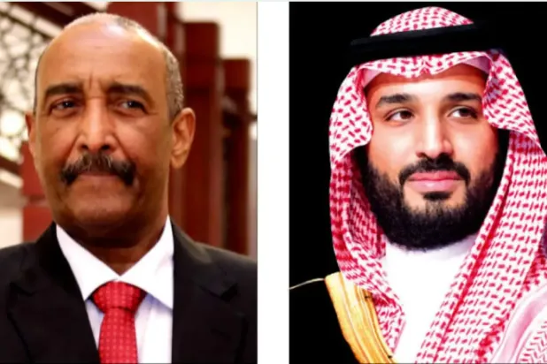 Suudi Veliaht Prensi Muhammed bin Selman ve Sudan Geçiş Egemenlik Konseyi Başkanı Abdulfettah el-Burhan (Şarku’l Avsat)