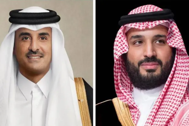 ولي العهد السعودي الأمير محمد بن سلمان (واس) والشيخ تميم بن حمد أمير دولة قطر (الشرق الأوسط)
