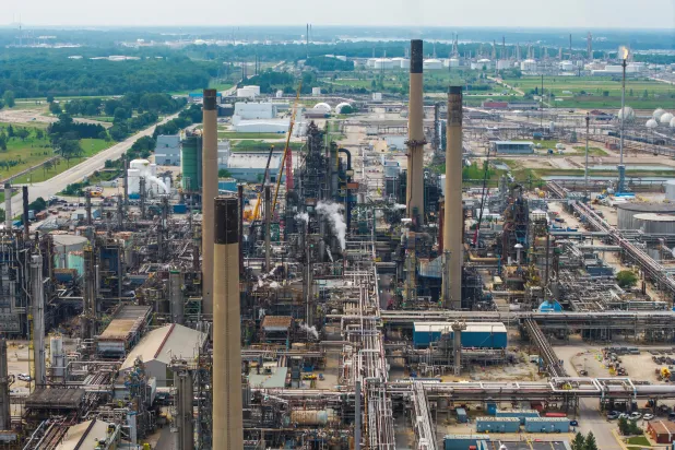 A drone view shows the Imperial Oil refinery in Sarnia's Chemical Valley industrial corridor in Sarnia, Ontario, Canada, September 2, 2026. (Reuters)